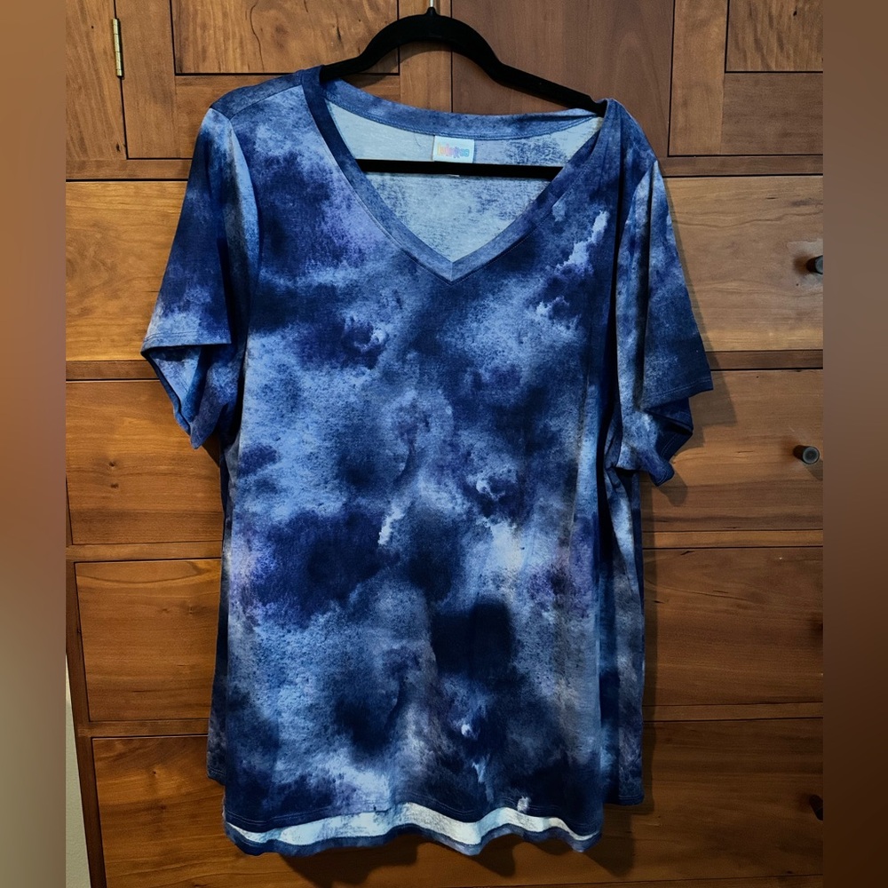 Blue Tie-Dye V-Neck Christy T-Shirt